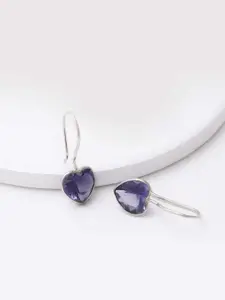 GIVA 925 Sterling Silver Rhodium Plated Ornate Purple Heart Drop Earrings