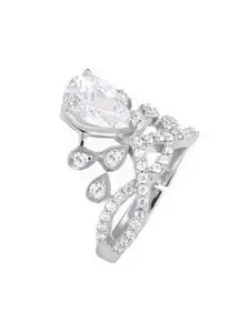 GIVA 925 Sterling Silver Rhodium Plated Zircon Crowning Glory Adjustable Ring