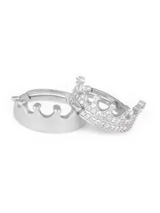 GIVA Set of 2 925 Sterling Silver Rhodium Plated Regal Couple Bands