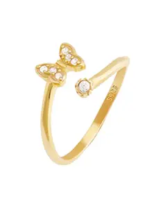 GIVA 925 Sterling Silver 18k Gold Plated Butterfly Bow Adjustable Ring