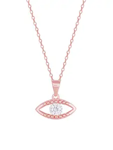 GIVA 925 Sterling Silver Rose Gold Plated Atypical Evil Eye Pendant With Link Chain