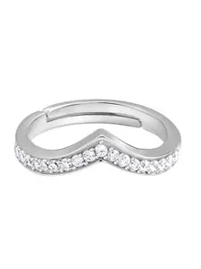 GIVA 925 Sterling Silver Rhodium Plated Studded Hilltop Ring