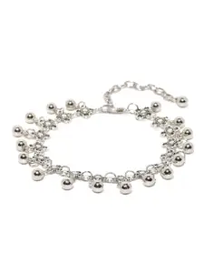 OOMPH Silver-Toned Floral Bohemian Anklet