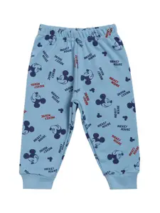 Bodycare Kids Boys Blue & Red Mickey Mouse Printed Cotton Joggers