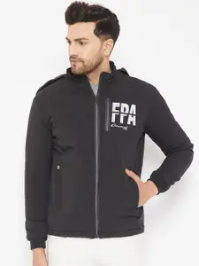 Camey Men Black Lightweight Padded Jacket with Patchwork