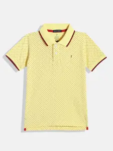 Indian Terrain Boys Printed Pure Cotton Polo Collar T-shirt