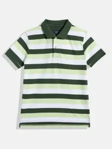 Indian Terrain Boys Striped Pure Cotton Polo Collar T-shirt