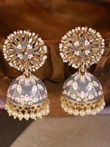 Shining Diva Grey Contemporary Jhumkas Earrings