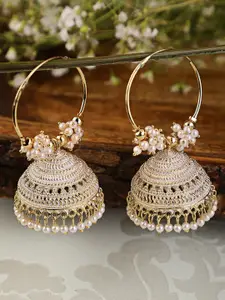 Shining Diva White Contemporary Jhumkas Earrings