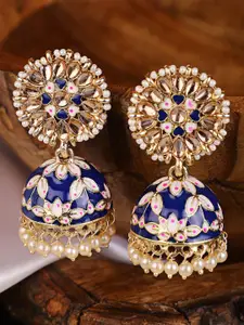 Shining Diva Blue Meenakari Jhumkas Earrings