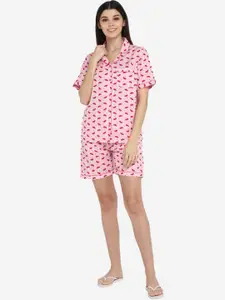 shopbloom Women Pink Printed Night suit WC-457-SS-XS