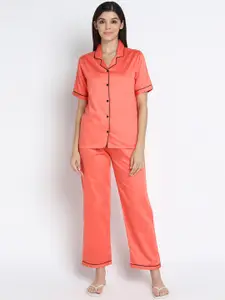 shopbloom Women Orange Night suit