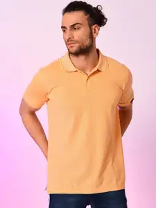 Campus Sutra Men Mustard Yellow Polo Collar Cotton T-shirt