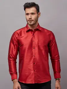 Oxemberg Men Red Classic Slim Fit Formal Shirt