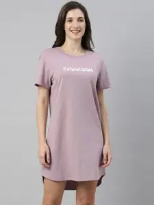 Enamor Mauve Pink Printed T-shirt Nightdress