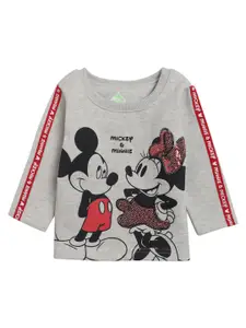 Bodycare Kids Bodycare Girls Grey Mickey & Minnie Printed Round Neck Cotton T-shirt