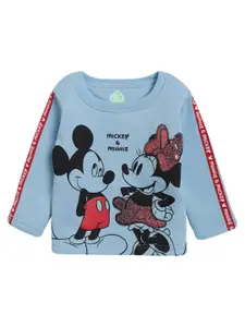 Bodycare Kids Girls Blue Mickey Mouse Printed Cotton T-shirt