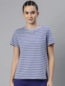 Enamor Athleisure Women Striped Relaxed Fit Antimicrobial Outdoor T-shirt