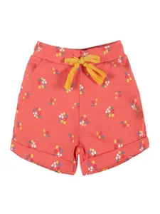 PLUM TREE Girls Coral Printed High-Rise Outdoor Shorts