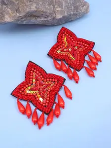 Crunchy Fashion Red Contemporary Drop Earrings