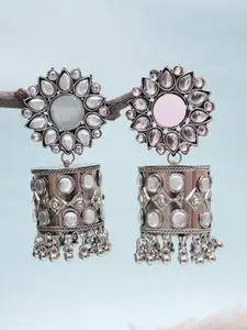 Crunchy Fashion Silver-Plated Contemporary Jhumkas Earrings