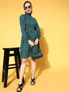 plusS Teal & Pink A-Line Dress