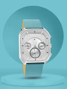 Fastrack Men Blue Brass Dial & Blue Leather Straps Analogue Watch 3270SL02