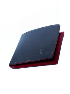 BROWN BEAR Men Grey & Brown Leather RFID Two Fold Wallet