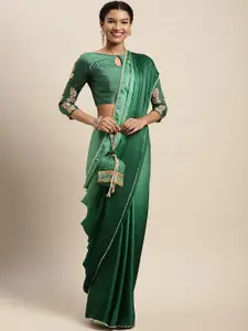 Mitera Green Dyed Satin Saree