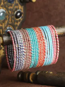 Priyaasi Set of 24 Multi-Coloured Thread Bangles