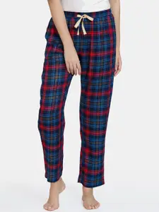 Zivame Women Navy Blue & Red Checked Lounge Pants