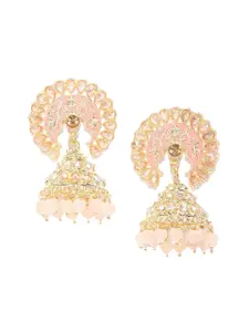 Priyaasi Gold-Plated & Pink Dome Shaped Jhumkas