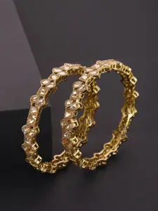 Priyaasi Set Of 2 Gold-Plated & Stone-Studded Bangles
