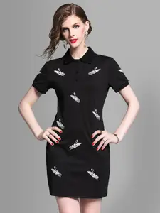 JC Collection Women Black Printed T-shirt Dress