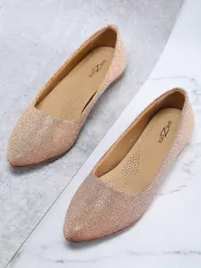 Shezone Women Rose Gold Printed Ballerinas Flats
