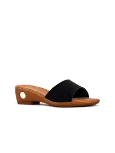 Khadims Black & Tan Slip-On  Platform Sandals