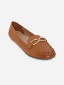 ALDO Women Brown Leather Slip-on Loafers