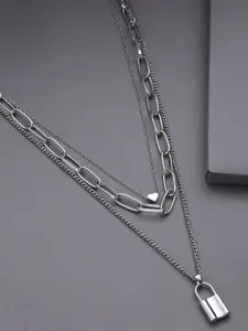 Jewels Galaxy Silver-Toned Silver-Plated Necklace