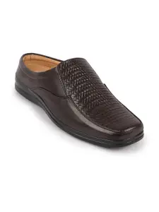 FAUSTO Men Black Leather Shoe-Style Sandals