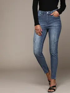 bebe Women Dark Indigo Denim Daze Super Skinny Fit High-Rise Light Fade Stretchable Jeans
