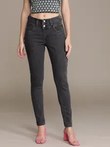 bebe Women Charcoal Black Denim Daze Super Skinny Fit Stretchable Jeans
