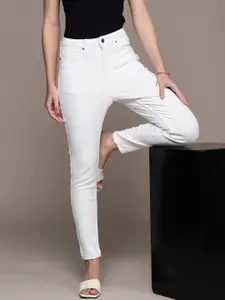 bebe Women White Denim Daze Super Skinny Fit High-Rise Stretchable Jeans