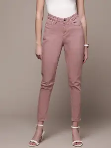 bebe Women Dusty Pink Denim Daze Super Skinny Fit High-Rise Stretchable Jeans