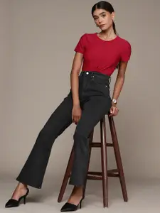 bebe Women Black Bootcut Stretchable Jeans