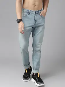 Roadster Men Blue Tapered Fit Low Distress Light Fade Stretchable Jeans