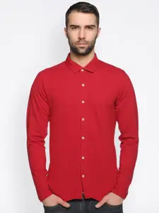 Club York Men Red Cotton Casual Shirt