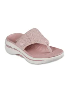 Skechers Women Pink & White Thong Flip-Flops