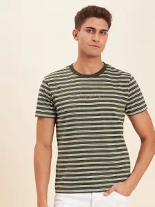 MASCLN SASSAFRAS Men Olive Green Striped T-shirt