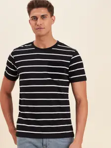 MASCLN SASSAFRAS Men Black Striped T-shirt