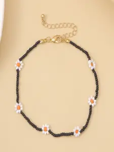 AQUASTREET Gold-Plated & Black Handcrafted Necklace